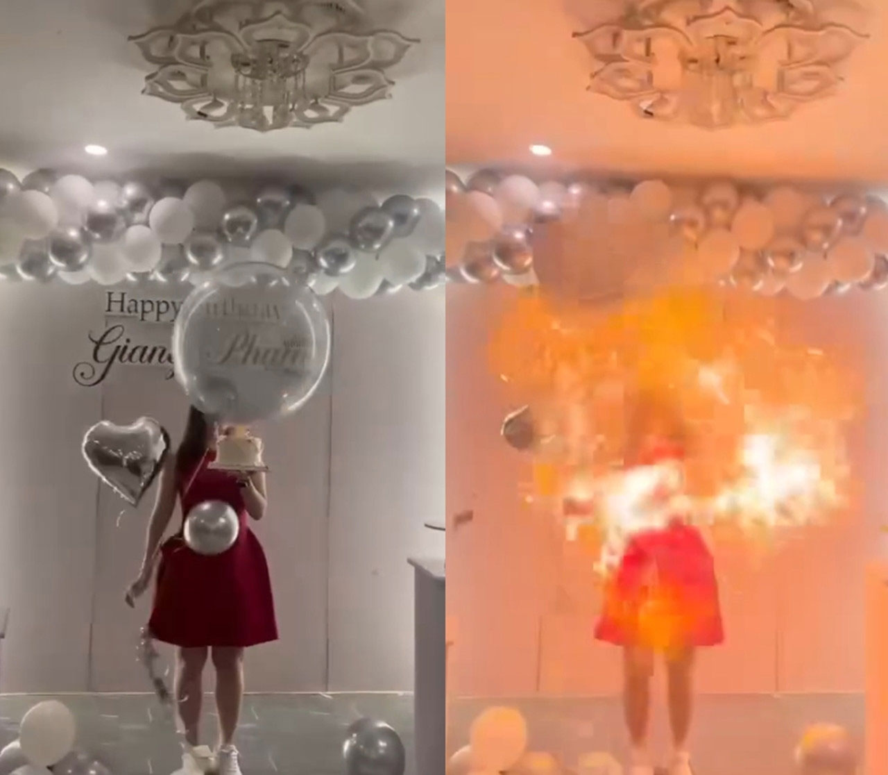 Sinh nhật kinh hoàng của cô gái Hà Nội: Bóng bay phát nổ, lửa trùm kín mặt-1