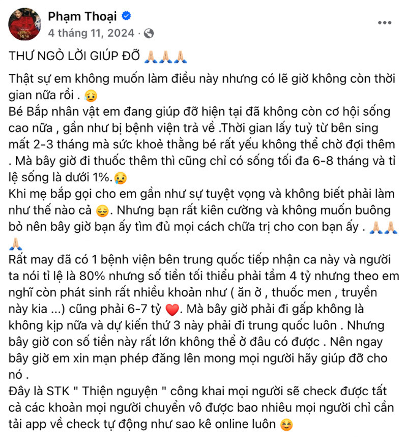 Mẹ bé Bắp lên tiếng về lùm xùm sao kê hơn 16 tỷ đồng tiền từ thiện-4